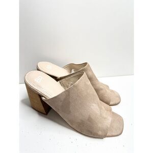 BP Mules Womens Size 10 Tan Slip On Open Toe Block Heel‎ Fabric Upper